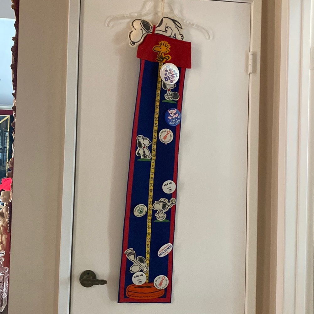 Vintage Snoopy classroom measurement hang up with vintage pins